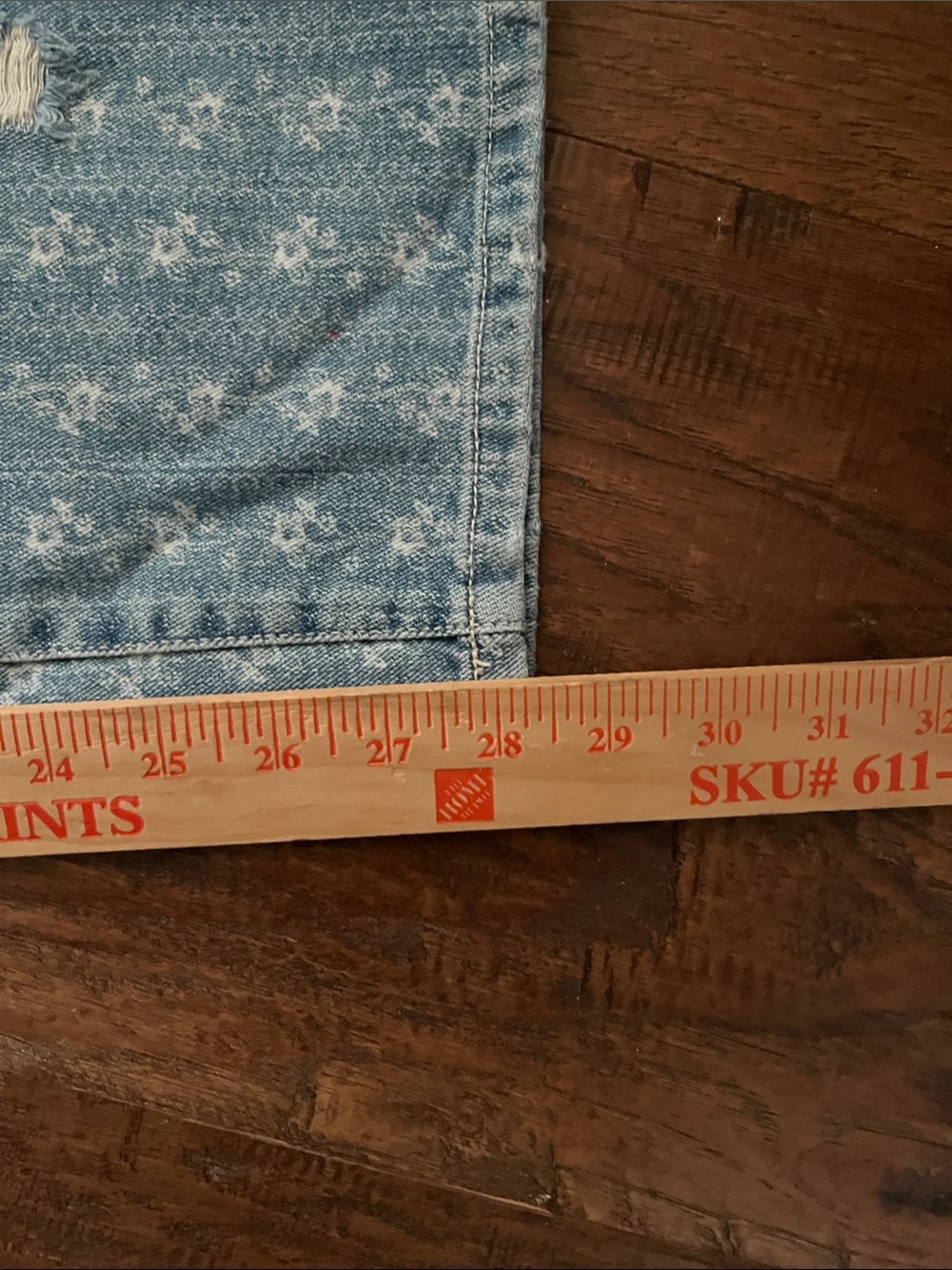 FP Distressed Light Blue Denim Overalls w/pink&white fabric on back of strap - Picture 12 of 14